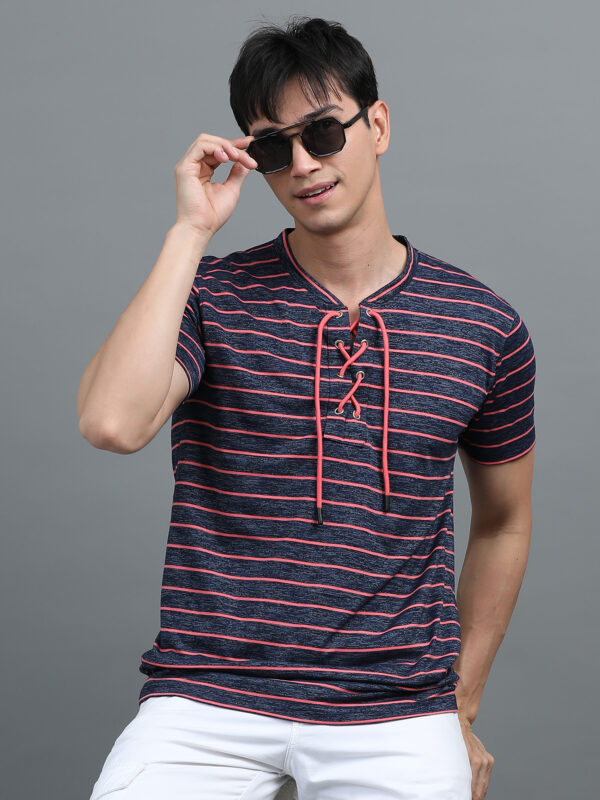 V-neck With Rope Men's Tshirt  BL-12 - Image 6