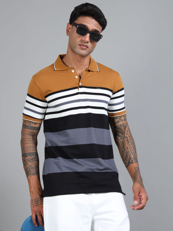 Men's Jaquard Striped Polo Tshirt BL-19 - Image 5