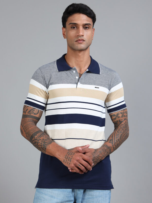Men's Jaquard Striped Polo Tshirt BL-19 - Image 7