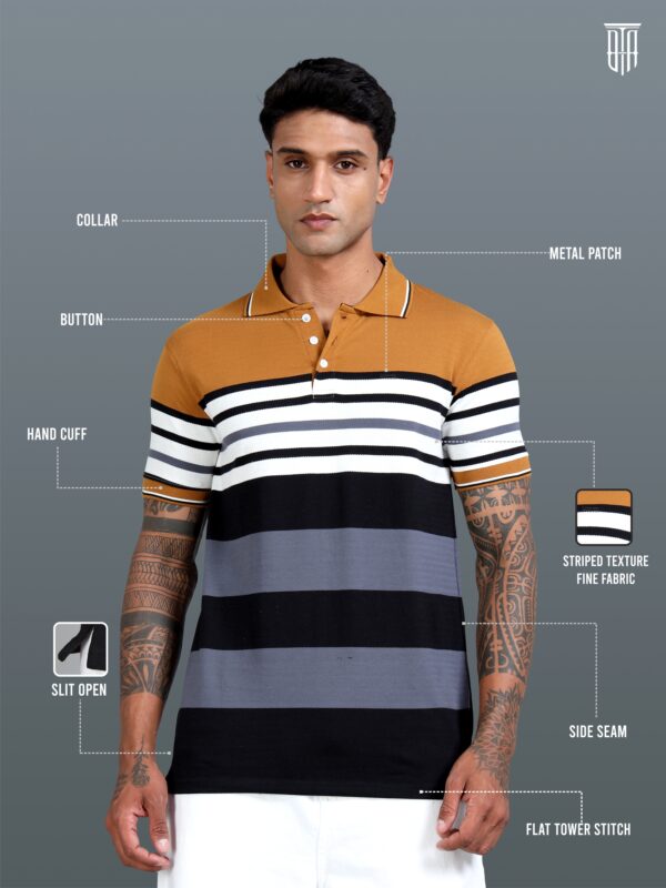 Men's Jaquard Striped Polo Tshirt BL-19